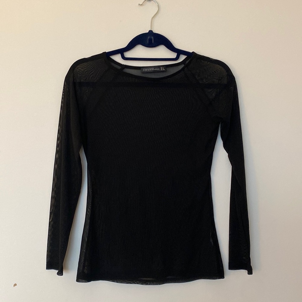 MESH BLACK LONG SLEEVE TOP